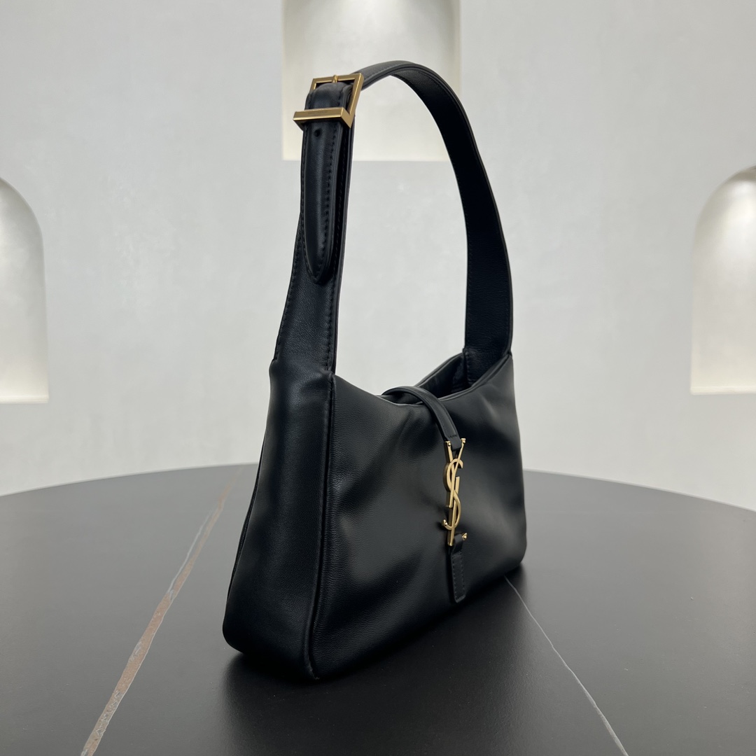 Saint Laurent LE 5 A 7 Lambskin Shoulder Bag Handbag Black 763419 